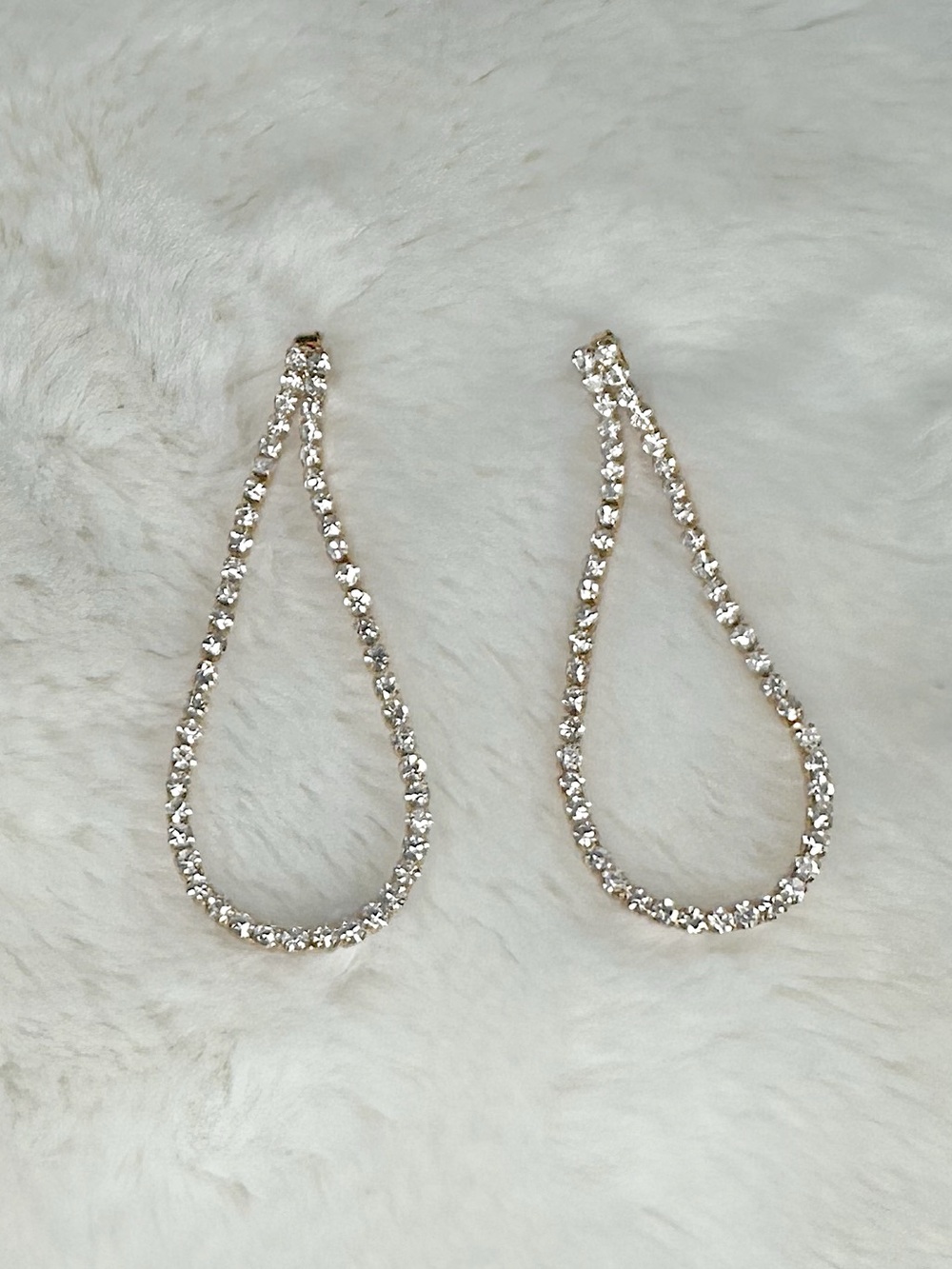 Ettika Gold / White Diamondettes Teardrop 3" Earrings